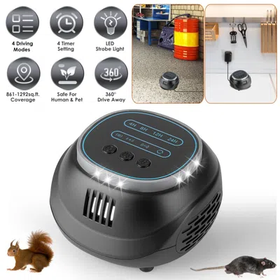 Eruule Ultrasonic Rodent Chaser Rat Repellent Pest Driver Mouse Control Squirrel Repeller With 4 Modes 4-65 In Black