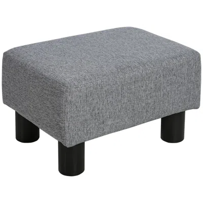 Eruule Versatile Accent: 16" Gray Linen Fabric Ottoman Cube Footrest & Pouf