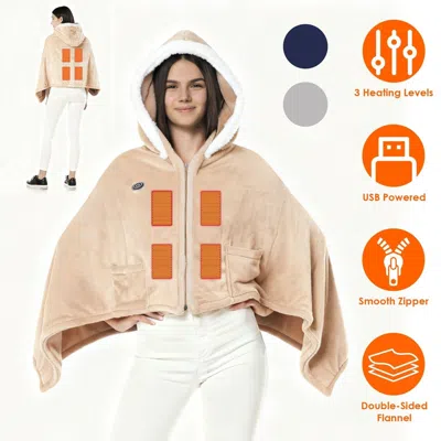 Eruule Wearable Heated Throw Blanket Double-sided Flannel Portable Electric Heating Hoodie For Women Men Ma In Nude