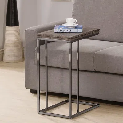 Eruule Weathered Grey And Black Snack Table With Expandable Top