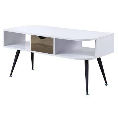 Eruule White And Black Coffee Table With 1 Drawer