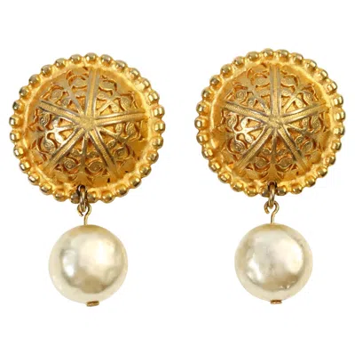 Pre-owned Erwin Pearl Vintage  Gold Byzantine Drop Earrings With Faux Pearls In Multi