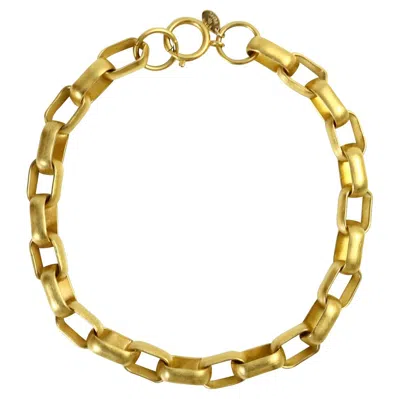 Pre-owned Erwin Pearl Vintage  Matte Gold Tone Heavy Link Necklace, Circa 1990s In Multi