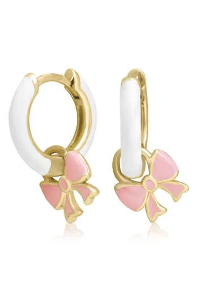 Es Jewelry Charm Enamel Huggie Hoop Earrings In Pink