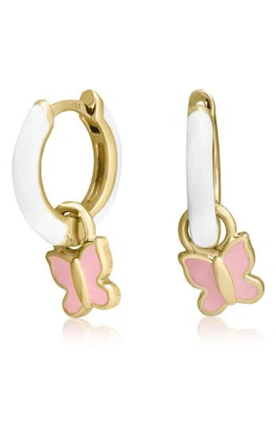 Es Jewelry Charm Enamel Huggie Hoop Earrings In White