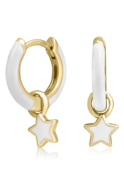 Es Jewelry Charm Enamel Huggie Hoop Earrings In Gold