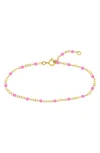 Es Jewelry Enamel Chain Bracelet In Pink