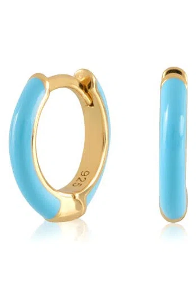 Es Jewelry Enamel Huggie Hoop Earrings In Baby Blue Enamel