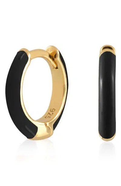 Es Jewelry Enamel Huggie Hoop Earrings In Black