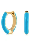 Es Jewelry Enamel Huggie Hoop Earrings In Blue Neon Enamel