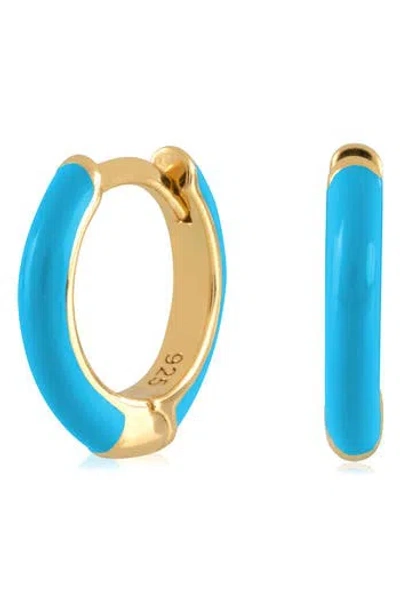 Es Jewelry Enamel Huggie Hoop Earrings In Blue Neon Enamel