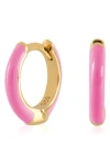 Es Jewelry Enamel Huggie Hoop Earrings In Candy Pink Enamel