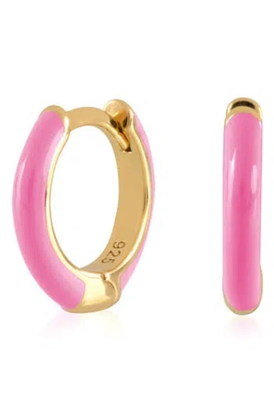 Es Jewelry Enamel Huggie Hoop Earrings In Pink