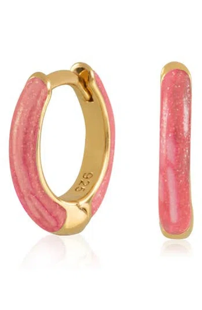 Es Jewelry Enamel Huggie Hoop Earrings In Pink