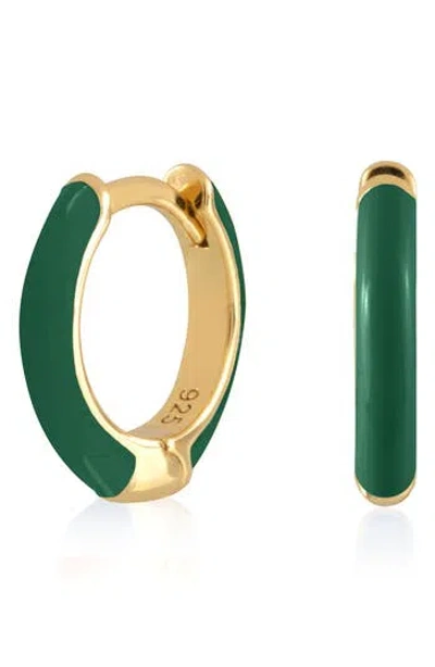 Es Jewelry Enamel Huggie Hoop Earrings In Green