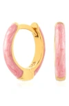 Es Jewelry Enamel Huggie Hoop Earrings In Fancy Pink Enamel