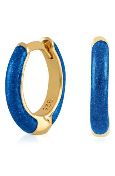 Es Jewelry Enamel Huggie Hoop Earrings In Blue