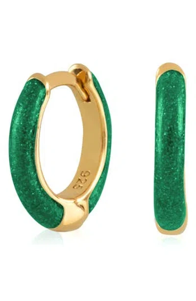 Es Jewelry Enamel Huggie Hoop Earrings In Green