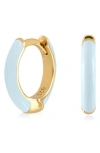 Es Jewelry Enamel Huggie Hoop Earrings In Light Blue Enamel