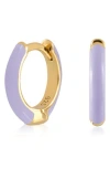 Es Jewelry Enamel Huggie Hoop Earrings In Light Purple Enamel