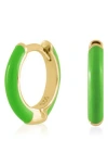 Es Jewelry Enamel Huggie Hoop Earrings In Neon Green