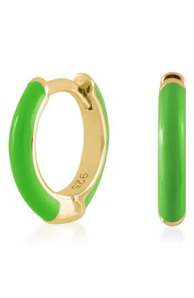 Es Jewelry Enamel Huggie Hoop Earrings In Neon Green