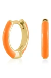 Es Jewelry Enamel Huggie Hoop Earrings In Neon Orange