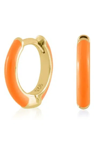 Es Jewelry Enamel Huggie Hoop Earrings In Orange