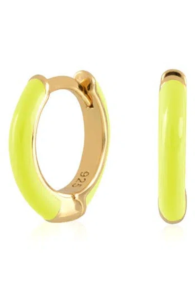 Es Jewelry Enamel Huggie Hoop Earrings In Yellow