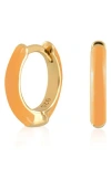 Es Jewelry Enamel Huggie Hoop Earrings In Orange Enamel