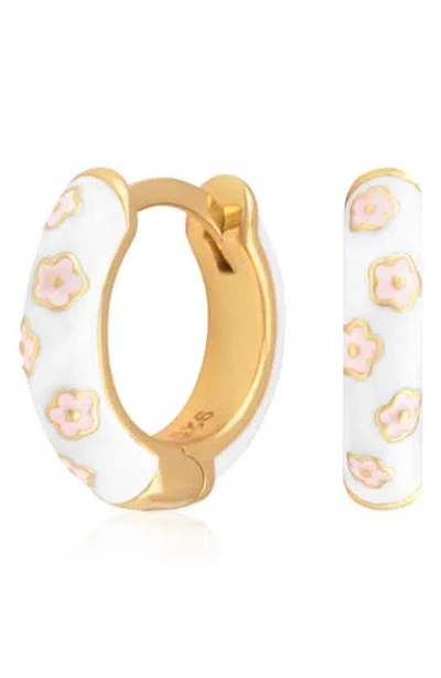 Es Jewelry Enamel Huggie Hoop Earrings In White