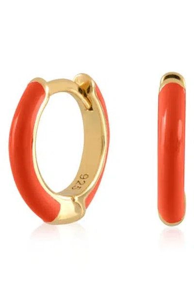Es Jewelry Enamel Huggie Hoop Earrings In Red