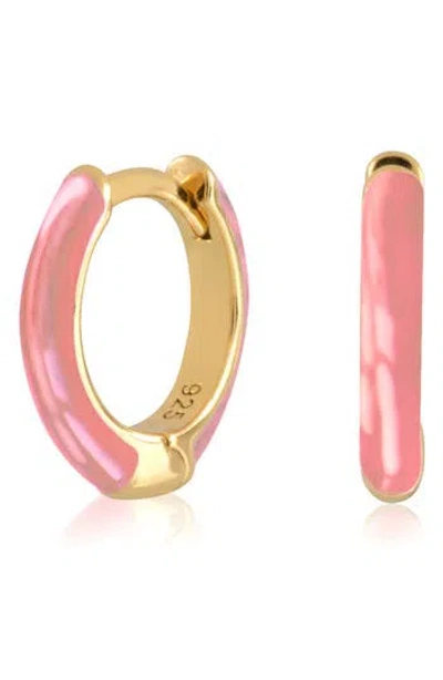 Es Jewelry Enamel Huggie Hoop Earrings In Transparent Blush Pink Enamel