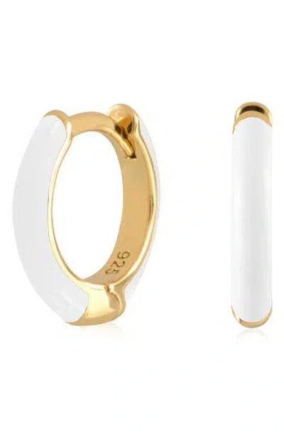 Es Jewelry Enamel Huggie Hoop Earrings In White