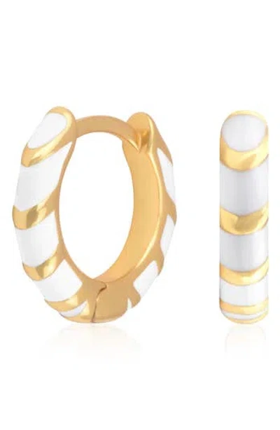 Es Jewelry Enamel Huggie Hoop Earrings In White
