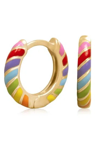 Es Jewelry Rainbow Enamel Huggie Hoop Earrings In Multi