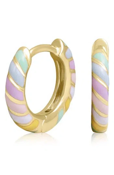 Es Jewelry Rainbow Enamel Huggie Hoop Earrings In Gold