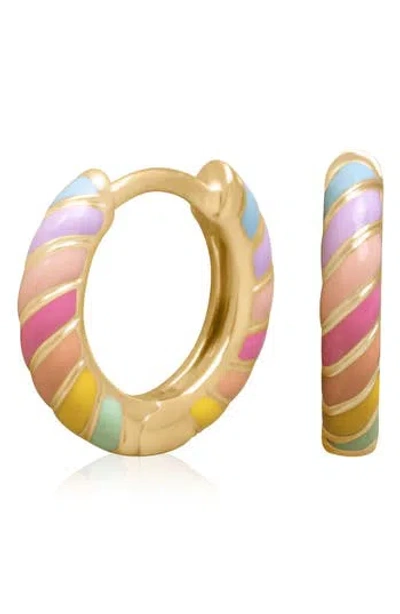 Es Jewelry Rainbow Enamel Huggie Hoop Earrings In Pink