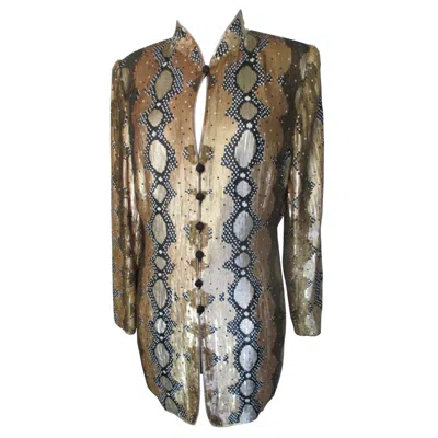 Pre-owned Escada 1980's  Couture Gold Sequins Jacket In Gray