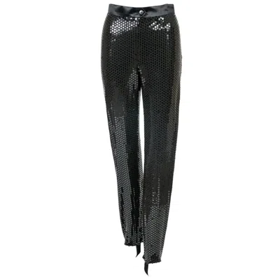 Pre-owned Escada 1980s Fabulous Vintage  High Waist Black Sequin Stirrup Pants With Tags