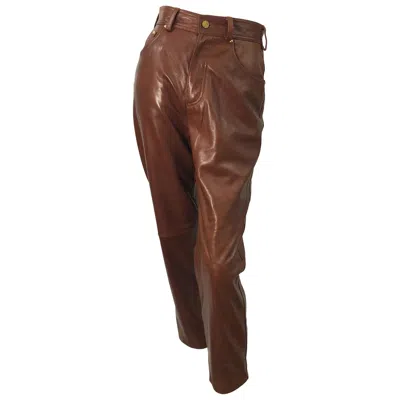 Pre-owned Escada 1990s  By Margaretha Ley Size 34 / Us 2 Caramel Brown 80s Leather Pants