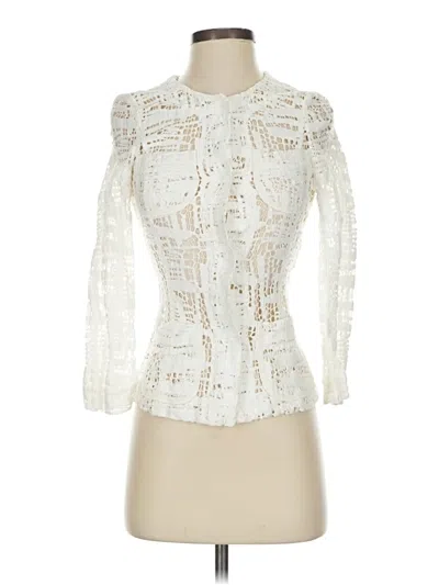 Pre-owned Escada 3/4 Sleeve Blouse In White