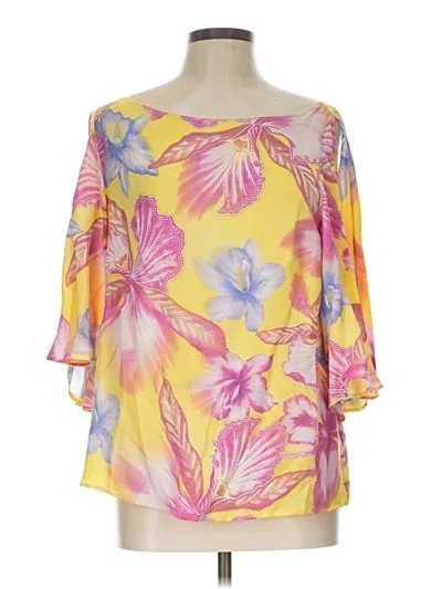 Pre-owned Escada 3/4 Sleeve Blouse In Yellow
