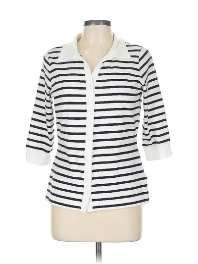 Pre-owned Escada 3/4 Sleeve Button Down Shirt In White