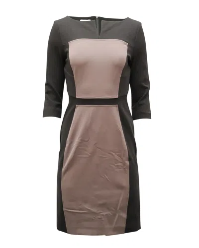 Escada 3/4 Sleeve Dress In Black Polyester In Multi