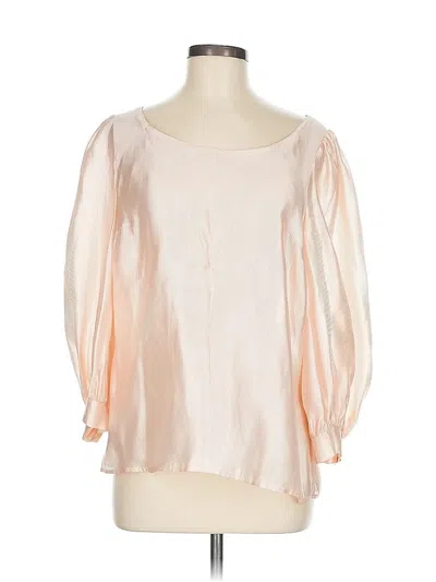 Pre-owned Escada 3/4 Sleeve Silk Top Ivory Square Neckline Tops In White