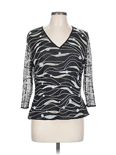 Pre-owned Escada 3/4 Sleeve Top Black V Neck Tops