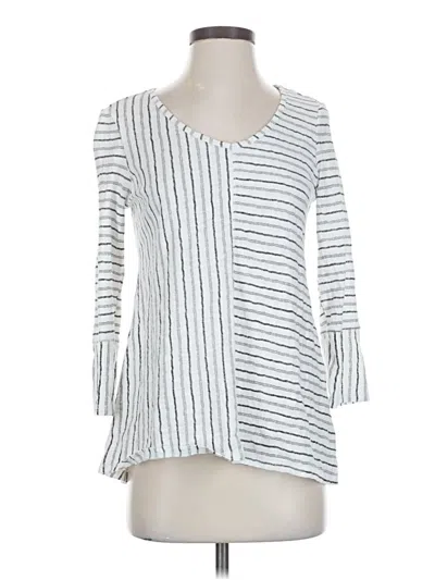 Pre-owned Escada 3/4 Sleeve Top Silver V Neck Tops