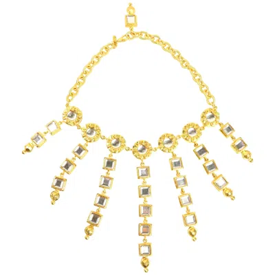 Pre-owned Escada 80s  Gold Toned Setting Rhinestones Statement Necklace