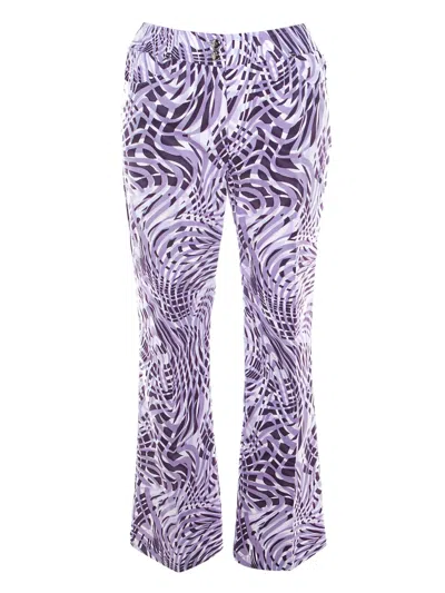 Pre-owned Escada Abstract-print Flared Trousers In Purple